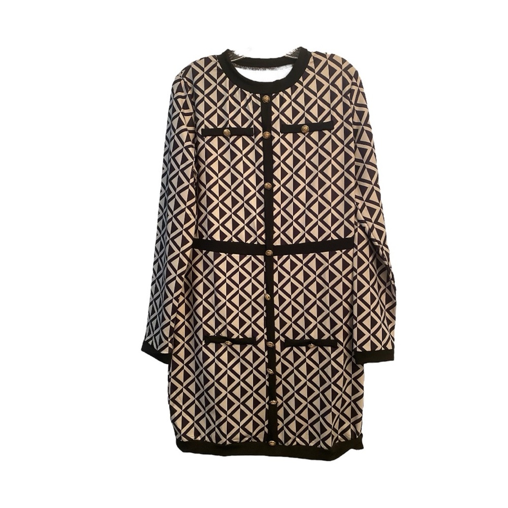 Geometric Black and White Women's Dress